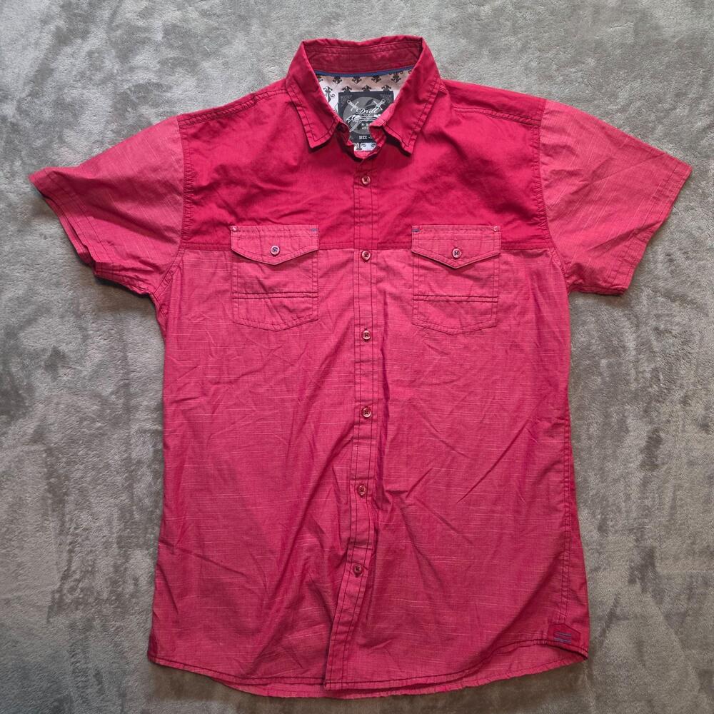 Drill Clothing Company Button Up Shirt Mens M Red Short Sleeve Dual Pocket